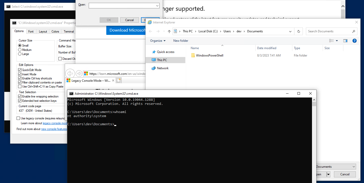 Spawned SYSTEM cmd